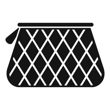 Moda ve aksesuar tasarımları için ideal tek renkli elmas desenli stilize bir kozmetik kesenin vektör çizimi