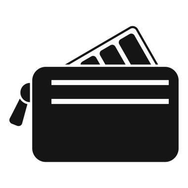 Tek renkli bir cüzdanın kredi kartı ile basitleştirilmiş illüstrasyonuName