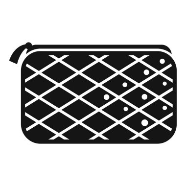 Siyah beyaz bir elmas ve nokta desenli şık bir kozmetik çantanın vektör çizimi