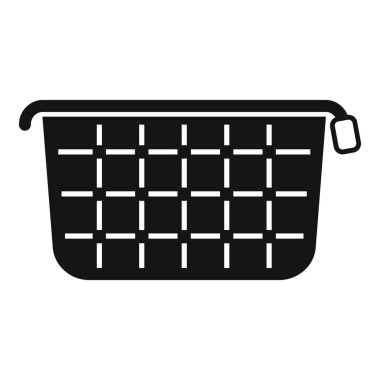 Beyaz üzerine izole edilmiş koyu siyah siluet şeklinde basit bir alışveriş sepetinin vektör simgesi