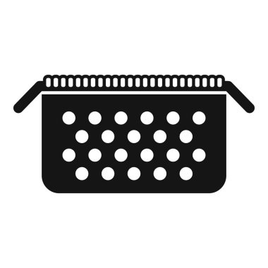 Düz bir kozmetik kese simgesinin basit siyah beyaz vektör çizimi