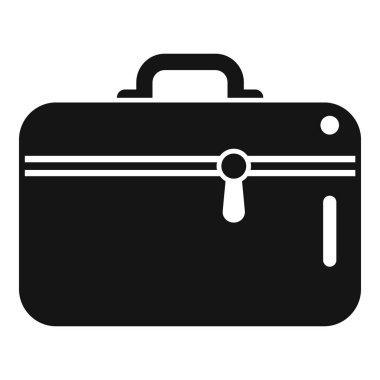 Profesyonel ve modern siyah bir evrak çantasının siyah ve beyaz vektör simgesi. İş, şirket ve resmi tasarımlar için mükemmel.