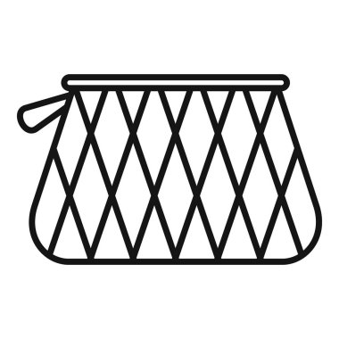 Örtülü makyaj kesesi, aksesuar simgesi çizgisi çizimi