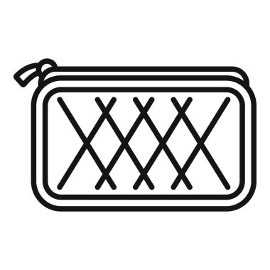 Beyaz bir arkaplanda izole edilmiş, basit bir çizgi sanat tarzında fermuar kalem kılıfının vektör çizimi