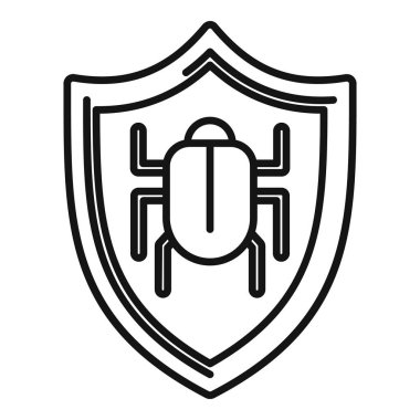 Dijital teknoloji ve internet güvenliği için siyah beyaz siber güvenlik kalkanı simgesinin modern vektör çizimi. Antivirüs koruması. Mahremiyet. Ve veri güvenliği. Virüsler. Bilgisayar korsanları