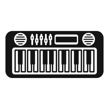 Müzik üretimi için elektronik bir sentezleyicinin siyah beyaz grafiği