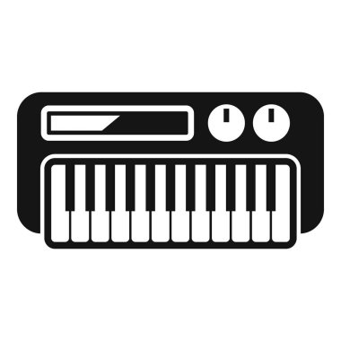 Siyah beyaz bir sentezleyici klavyesinin basit, cesur vektör simgesiName