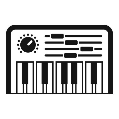 Siyah beyaz, vektör grafik tasarımı, müzik, elektronik ve retro temalar için mükemmel olan klasik sentezleyici resimleme