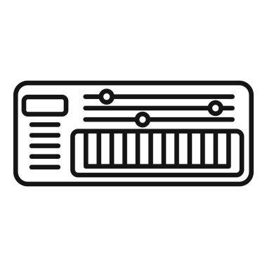 Müzik ekipmanları, vektör illüstrasyonu ve dijital ses teknolojisi için modern ve modaya uygun sentezleyici klavye çizgisi simgesi