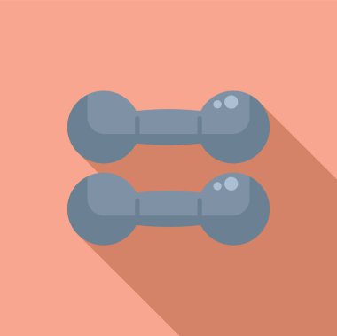 Düz dizaynlı iki gri dambılın vektör çizimi, pembe arkaplanda gölge etkisi