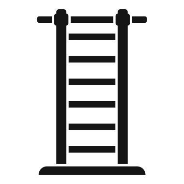 Asgari siyah duvarlı spor salonu merdiveni ikonu. Güç eğitimi ve fiziksel kondisyon için. Kapalı alan egzersizi ve fizyoterapi için uygun.