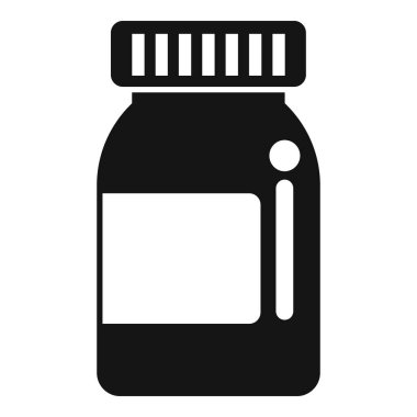 Eczane ve sağlık markası ve ambalaj tasarımı için vektör grafiğinde boş etiketli minimalist ilaç şişesi silueti simgesi