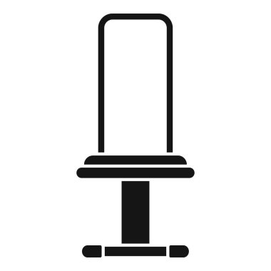 Düz bir vektör grafiğinde izole edilmiş profesyonel çalışma alanında modern ergonomik oturma için minimal siyah ve beyaz ofis koltuğu silueti simgesi