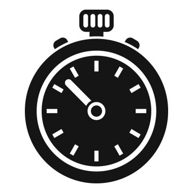 Siyah ve beyaz renkli koyu renkli basit bir kronometre simgesinin vektör illüstrasyonu