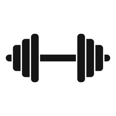 Basit siyah siluet dambıl simgesi minimalist düz tasarım fitness, spor, egzersiz, halter ve güç eğitimi için beyaz arka planda izole edilmiş
