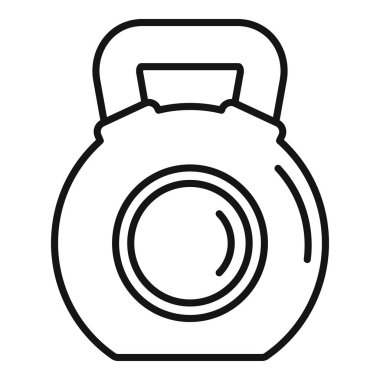 Minimalist siyah ve beyaz kettlebell ana hatları fitness, spor, egzersiz, ağırlık eğitimi için vektör çizimi, kişisel antrenörler ve sağlıklı yaşam tarzı tanıtımı için uygundur