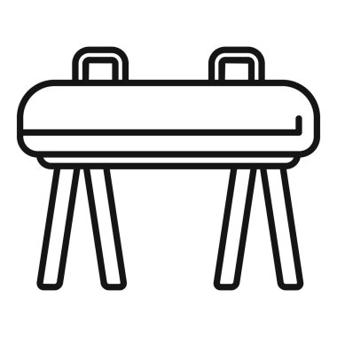 Spor ekipmanları için simge olan bir jimnastik kulplu atın siyah ve beyaz vektör tasarımı