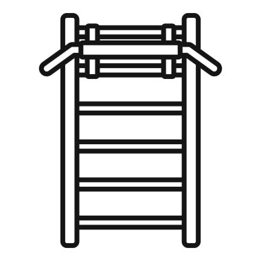 Basit bir merdiven tasarımını tasvir eden siyah ve beyaz çizgi sanat vektörü simgesi