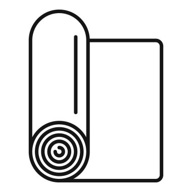 Yuvarlanan yoga minderinin siyah beyaz çizgisi çizimi, simgeler veya logolar için ideal