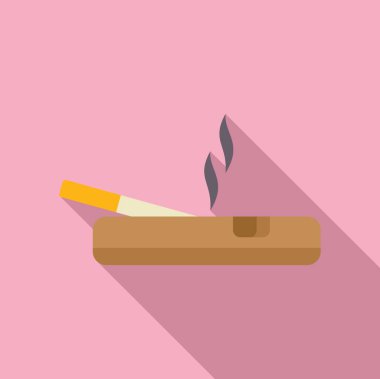 Pembe arka planda yanan bir kibritin minimalist vektör grafiği