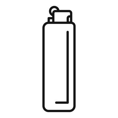 Yeniden kullanılabilir bir su şişesinin basit siyah beyaz çizgi çizimi, simgeler veya logolar için mükemmel