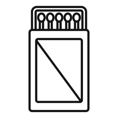 Kibritlerle dolu bir kibrit kutusunun siyah beyaz çizgi sanat vektörü çizimi