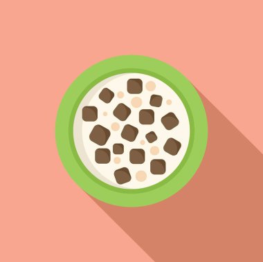 Renkli bir arka planda çikolata parçacıklı kurabiyenin basit üst görünüm vektörü