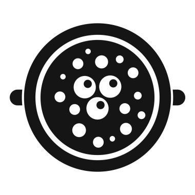 Kalın siyah ve beyaz bir dizaynda üst görünüm paella tavasının basitleştirilmiş çizimi