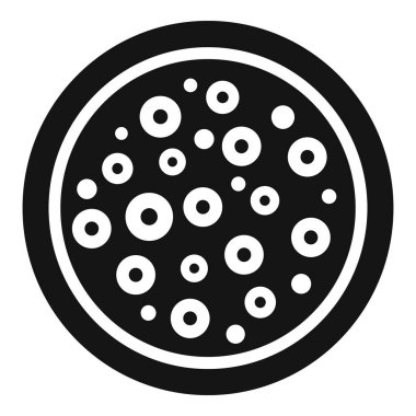 Petri kabındaki bakteri kolonilerinin vektör illüstrasyonu, üst görünüm, beyaz üzerinde izole