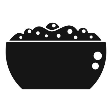 Simplified black icon of a bowl filled with rice, perfect for foodrelated designs clipart