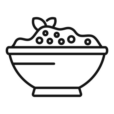 Bir kase meyve salatasının çizgi çizimi, menüler ve yemek temalı tasarımlar için mükemmel.