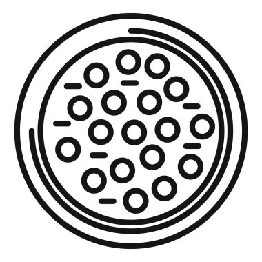 Tek renkli pepperonili pizzanın basitleştirilmiş vektör çizimi, menüler ve uygulamalar için idealdir.