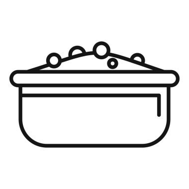 Kabarcıklı bir tencerenin vektör çizgisi simgesi, pişirmeyi ya da kaynamayı simgeliyor.