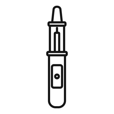Beyaz arka planda izole edilmiş, çizgi sanatında stilize edilmiş bir test tüpünün vektör çizimi