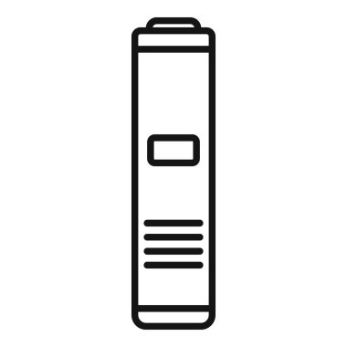 Siyah ve beyaz vektör tasarımlı basit çizgi sanat pil ikonu çizimi, izole ve düz, şarj, güç kaynağı ve arayüz teknolojisi için enerji seviyesini temsil eden