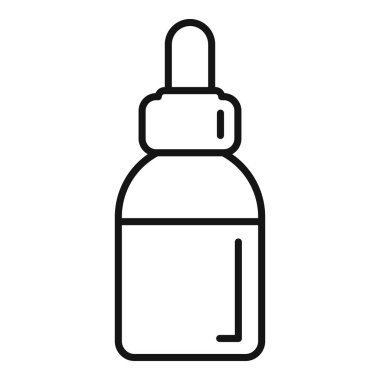 Tıbbi, cilt bakımı ve temel yağ ambalajı, güzellik, sağlık ve laboratuvar ürünleri için izole edilmiş sembol tasarımı için minimal siyah beyaz şişe çizgisi ikonu vektörü