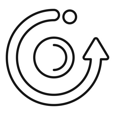 Siyah beyaz spiral bir okun minimalist çizgi çizimi