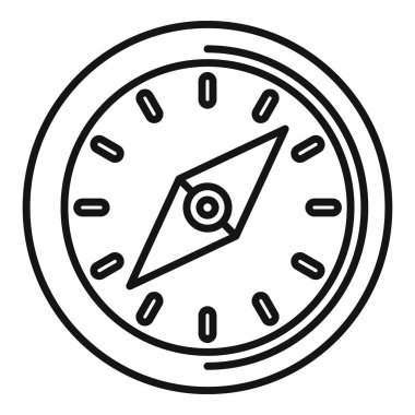 Black and white vector illustration of a minimalistic compass in line art style clipart