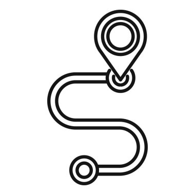 Hedef işaretli bir rota çizimi siyah ve beyaz çizgi, seyahat ya da yönü simgeliyor