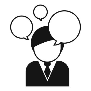 Profesyonel bir kurumsal ortamda fikir alışverişinde bulunmak için konuşma baloncukları, diyaloglar ve tartışmalar içeren iş iletişimi konsepti simgesi