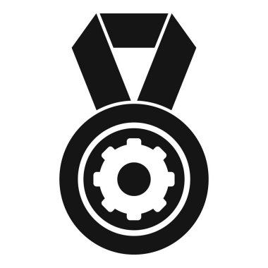 Endüstriyel veya teknik başarıyı temsil eden vites sembollü bir madalyanın grafiksel simgesi