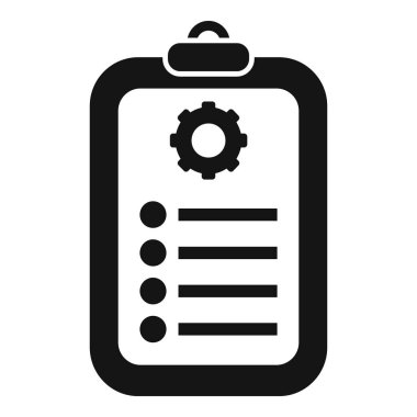 Dişli ve listeli bir panonun siyah ve beyaz vektör illüstrasyonu