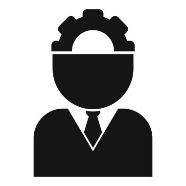 Vites başı, soyut tasarım ve iş ve teknoloji endüstrisi kullanımı için mekanik sembolizasyonu olan profesyonel mühendis avatar simgesi