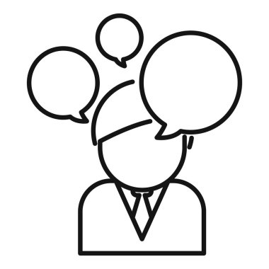 Konuşma baloncukları, diyaloglar ve vektör illüstrasyonlu profesyonel iş iletişim ikonu. Sunumlar, seminerler ve konferanslar için uygun