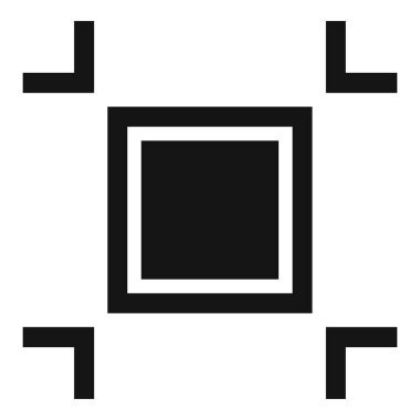 Çağdaş siyah kare logo tasarımı parantez benzeri köşeler, beyaz üzerinde izole