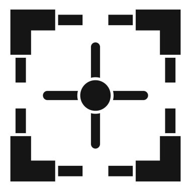 Merkezi çember ve genişleyen kollarla siyah ve beyaz simetrik soyut tasarım