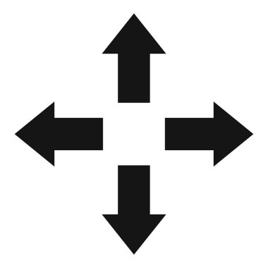 Kalın siyah okları yukarı, aşağı, sola ve sağa bakan basit grafikler.