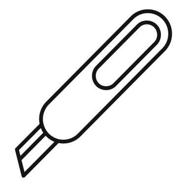 Siyah beyaz minimalist kağıt kesicinin vektör illüstrasyonu, ofis malzemesi grafikleri için ideal