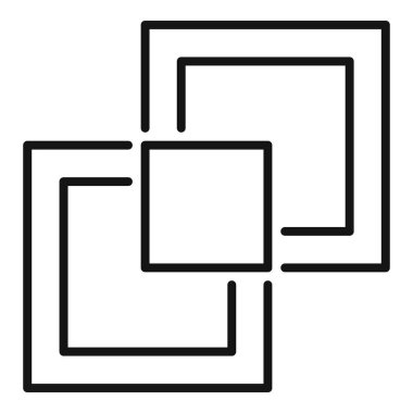 Üst üste binen kare ve dikdörtgen hatları içeren minimal tasarım