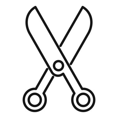 Basit bir makas simgesinin siyah ve beyaz çizgi sanatı, tasarım elementleri için mükemmel